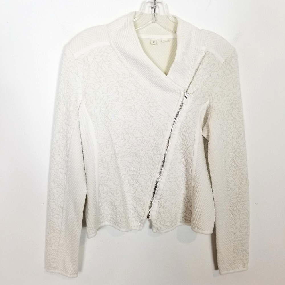 Moth Anthropologie Women Asymmetrical‎ Ivory Jacket Sz 8 Ivory Knit Textured